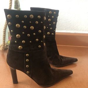Charles David suede boots with brass studs